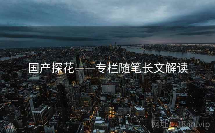国产探花——专栏随笔长文解读